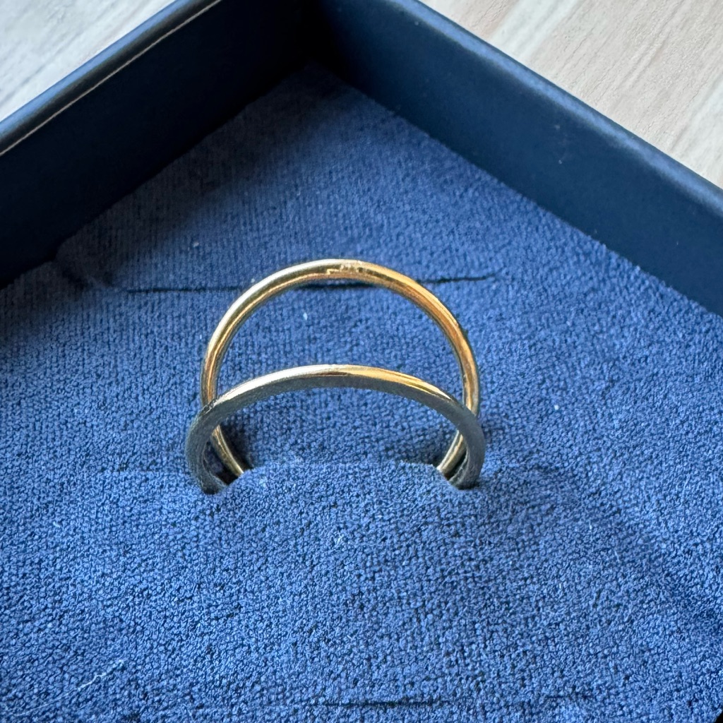 Bony Levy 14k Gold 2 Bar Ring Size 6.5